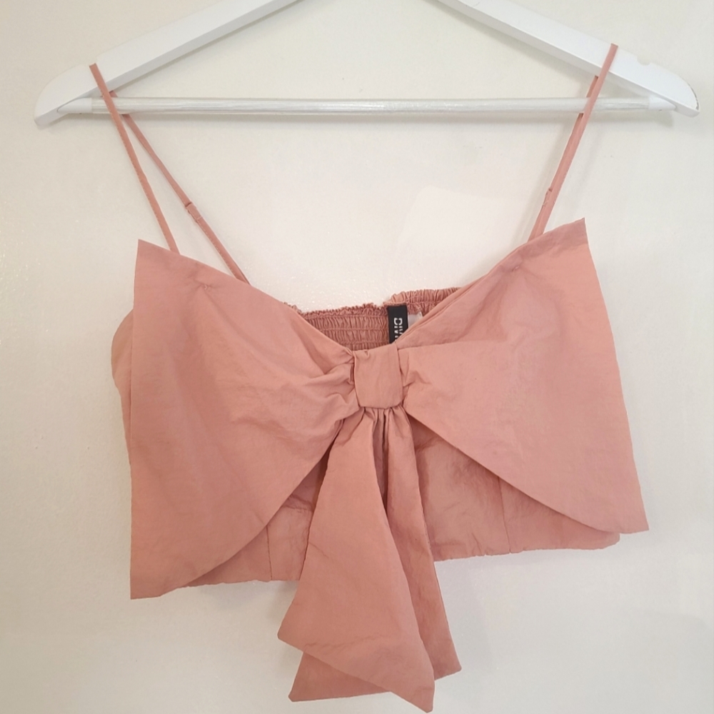 H&M Pink Bow Crop Top Small